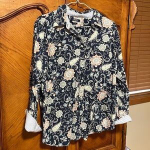 Chaps Blouse Button Front Collared